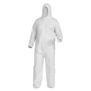 BIB OVERALLS | KleenGuard 38939 A35 Liquid and Particle Protection Coveralls Hooded - X-Large, White (25/Carton)
