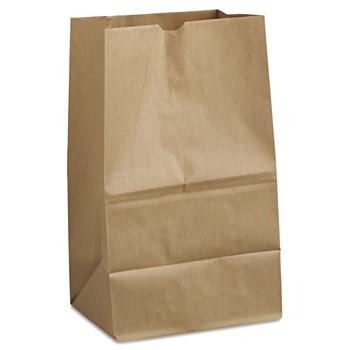 CLEANING AND SANITATION | General 18421 8.25 in. x 5.94 in. x 13.38 in. 40 lbs. Capacity #20 Squat Grocery Paper Bags - Kraft (500/Bundle)