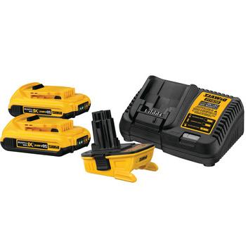 BATTERY AND CHARGER STARTER KITS | Dewalt DCA2203C 20V MAX Lithium-Ion Battery/Charger/Adapter Kit for 18V Cordless Tools with 2 Batteries (2 Ah)