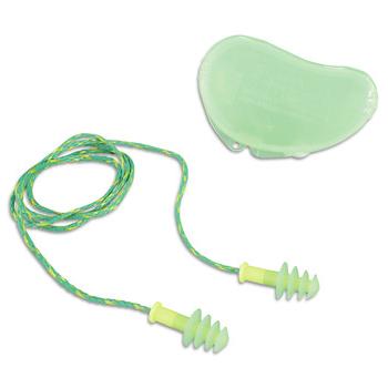 EAR PROTECTION | Howard Leight by Honeywell FUS30S-HP 100-Pair Corded Fusion Multiple-Use Earplug - Small, Green/Yellow