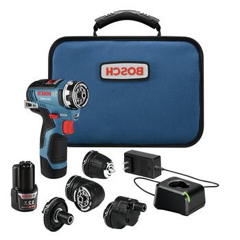 DRILLS | Factory Reconditioned Bosch GSR12V-300FCB22-RT Flexiclick 12V Max EC Brushless Lithium-Ion 5-In-1 Cordless Drill Driver System Kit with 2 Batteries (2 Ah)