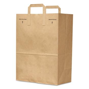 CLEANING AND SANITATION | General 88885 12 in. x 7 in. x 17 in. 30 lbs. Capacity 1/6 BBL Attached Handle Grocery Paper Bags - Kraft (300/Bundle)