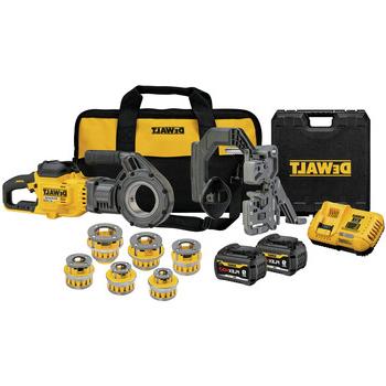 THREADING TOOLS | Dewalt DCE700X2K 60V MAX FLEXVOLT Brushless Lithium-Ion Cordless Pipe Threader Kit with Die Heads and 2 Batteries (9 Ah)