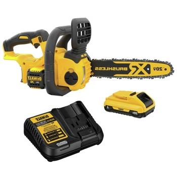 OUTDOOR POWER COMBO KITS | Dewalt DCCS620BDCB240C-BNDL 20V MAX XR Brushless Lithium-Ion 12 in. Compact Chainsaw and 20V MAX 4 Ah Lithium-Ion Battery and Charger Starter Kit Bundle